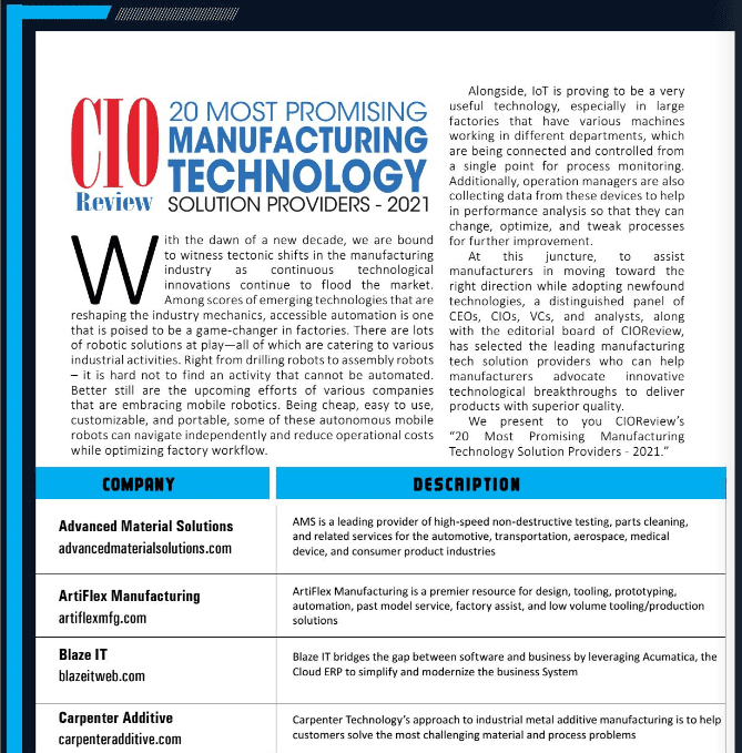CIO+Review+Article+-+ArtiFlex+2021 CIO+Review+Article+-+ArtiFlex+2021